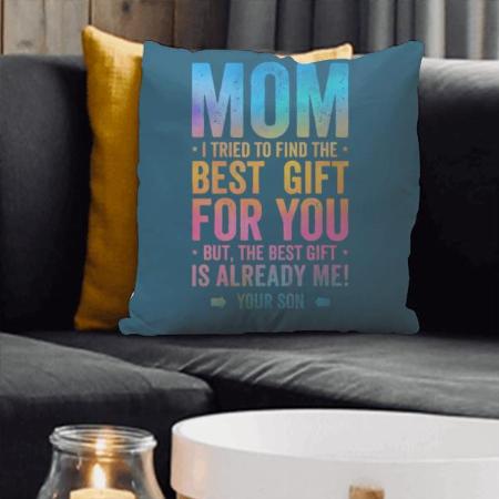 Mom Son Text Design Customized Photo Printed Cushion