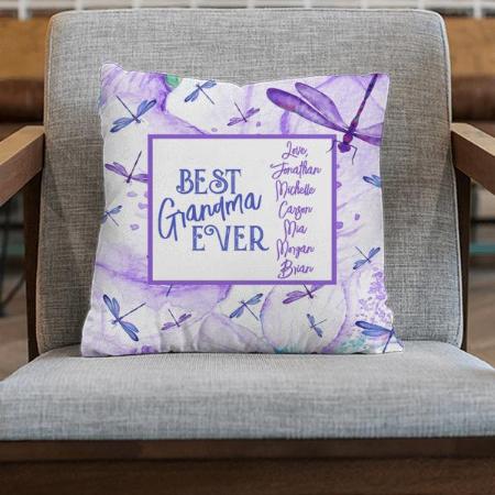 Mothers Day Purple Grandma Customized Photo Printed Cushion