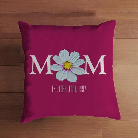 Pink & White Floral Mom Customized Photo Printed Cushion