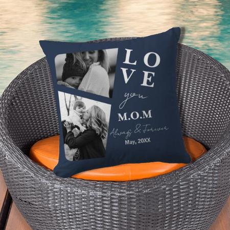 Mother's Day Photo Collage Love You Mom Customized Photo Printed Cushion