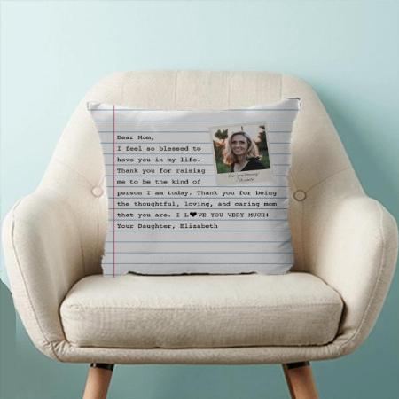 Modern Mother Mom Photo Notebook Letter Message Customized Photo Printed Cushion