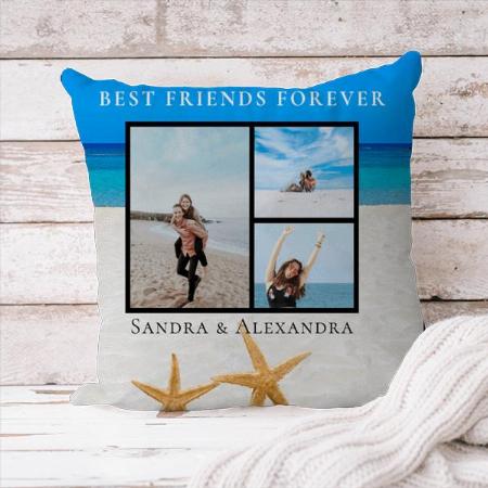 Best Friends Forever Photo collage Starfish Beach Customized Photo Printed Cushion