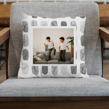 Modern Watercolor Brush Grey Photo Customized Photo Printed Cushion