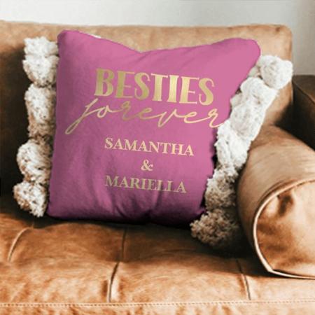 Pink Besties Best Friends Throw Pillow Customized Photo Printed Cushion