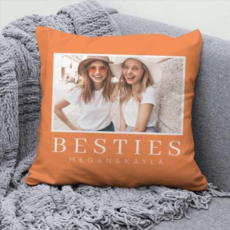 Minimalist Modern Chic Best Friends BFF Photo Customized Photo Printed Cushion