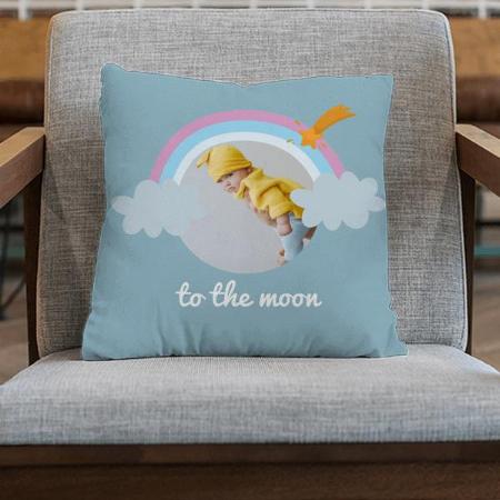 To The Moon | Baby Photo | Rainbow Customized Photo Printed Cushion