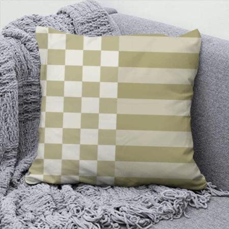 Checked and Lines Pattern Design Customized Photo Printed Cushion