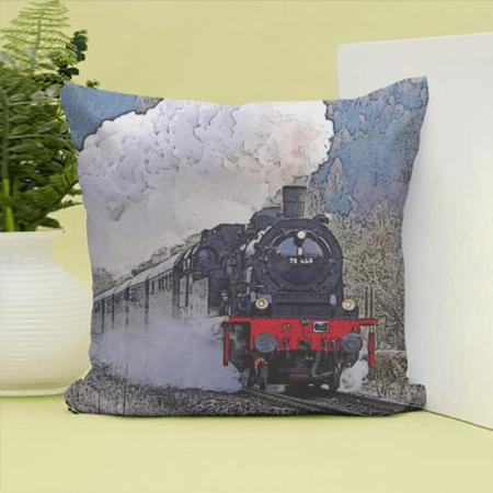 Train Design Customized Photo Printed Cushion