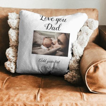 Simple Colorful Minimal Photo Fathers Day Customized Photo Printed Cushion