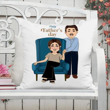 Happy Fathers Day Customized Photo Printed Cushion