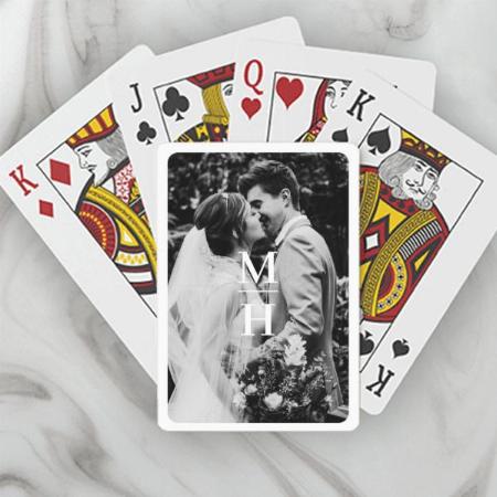Couples Initials Retro Photo Monogram Customized Photo Printed Playing Cards
