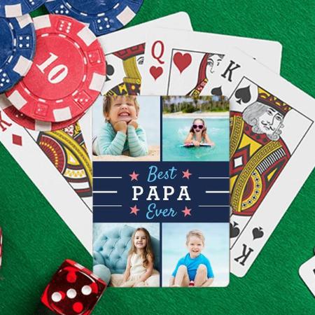 Best Papa Ever Grandfather Kids Photo Collage Customized Photo Printed Playing Cards