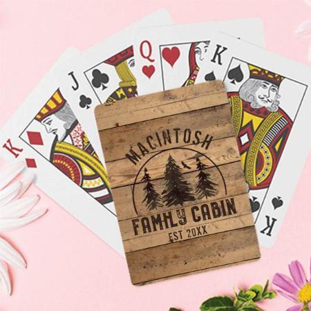 Family Cabin Rustic Wood Customized Photo Printed Playing Cards