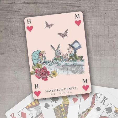 Vintage Alice in Wonderland Tea Party Customized Photo Printed Playing Cards