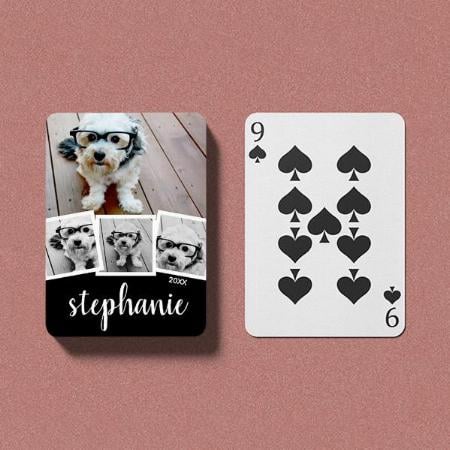 Trendy 4 Photo Collage Customized Photo Printed Playing Cards