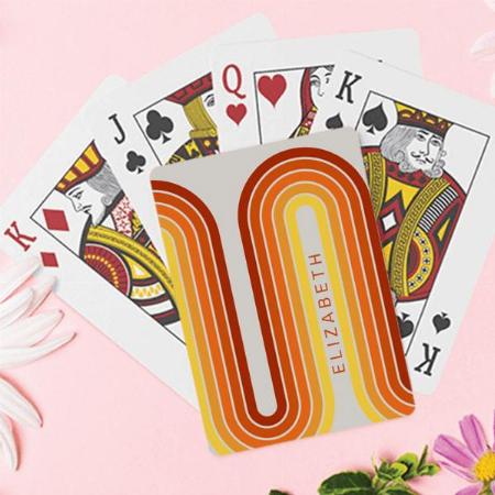 Inspired Line Art Sunset Red Orange Yellow Arch Customized Photo Printed Playing Cards