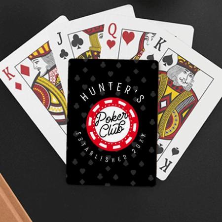Name Poker Club Game Night Black & Red Customized Photo Printed Playing Cards