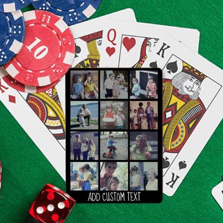 12 Photo Collage - Grid with Area for Text Customized Photo Printed Playing Cards