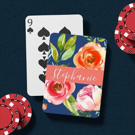 Painted Watercolor Floral Pattern Customized Photo Printed Playing Cards