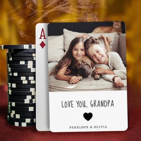 Love You Design with Photo Customized Photo Printed Playing Cards