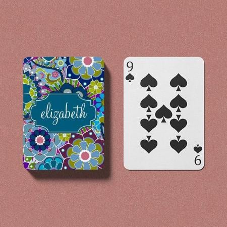 Floral Pattern with Name Customized Photo Printed Playing Cards