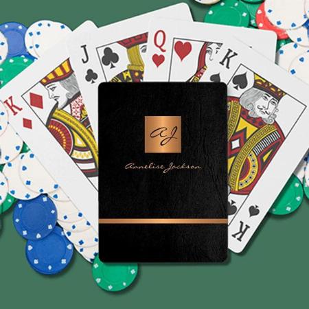 Luxury Elegant Black and Gold Monogram Customized Photo Printed Playing Cards