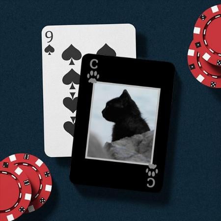 Pet Photo Black Cat Paw Printed Customized Photo Printed Playing Cards