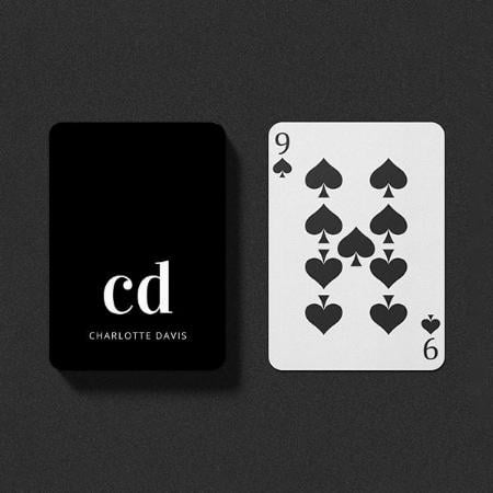 Black White Monogram Customized Photo Printed Playing Cards