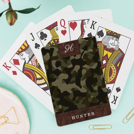 Leather & Army Camouflage Pattern Customized Photo Printed Playing Cards