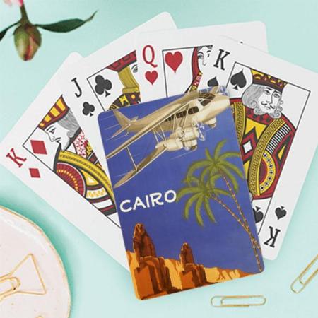 Vintage Travel to Cairo, Eygpt, Biplane Airplane Design Customized Photo Printed Playing Cards