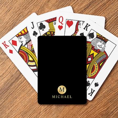 Luxury Black and Gold Monogram Customized Photo Printed Playing Cards