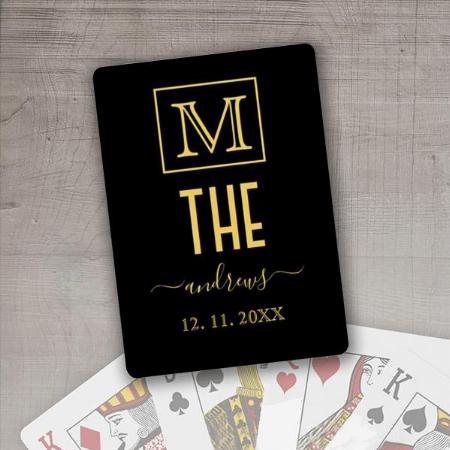 Black and Gold Monogram Customized Photo Printed Playing Cards