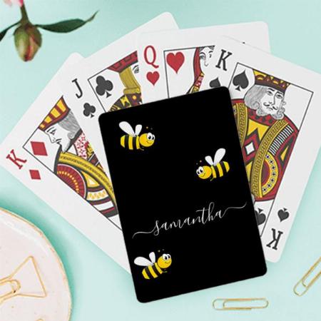 Black Happy Bumble Bees Design Customized Photo Printed Playing Cards