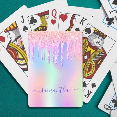 Rainbow Monogram Customized Photo Printed Playing Cards