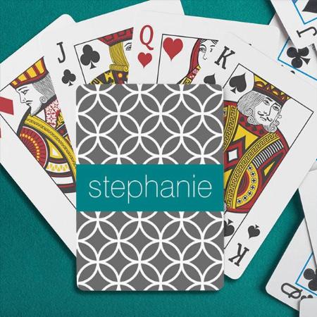 Gray and White Geometric Pattern Design Customized Photo Printed Playing Cards