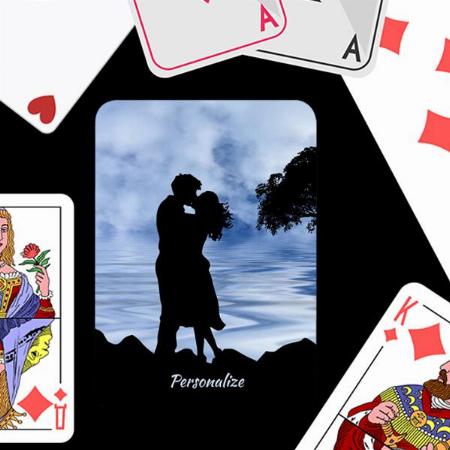 Romantic Silhouette Couple Kissing Customized Photo Printed Playing Cards