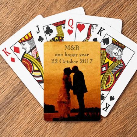 First Year Wedding Anniversary Customized Photo Printed Playing Cards