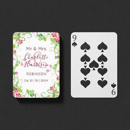 Mr and Mr Floral Design Customized Photo Printed Playing Cards