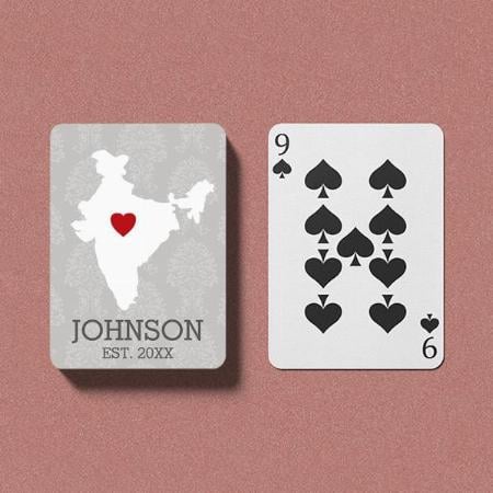Home State Map Art with Red Heart Customized Photo Printed Playing Cards