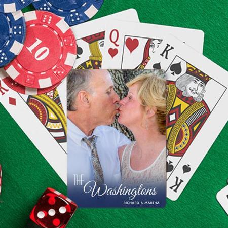 Modern Script Full Couple Photo Customized Photo Printed Playing Cards