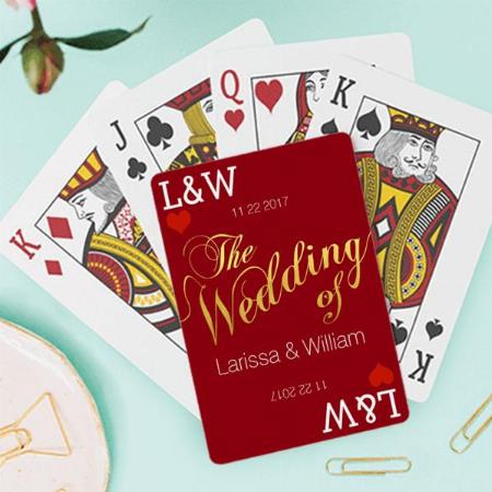 Couple Names, Love Celebration, Wedding Red Customized Photo Printed Playing Cards