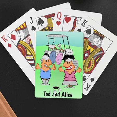 Funny Golf Couple Cartoon Customized Photo Printed Playing Cards