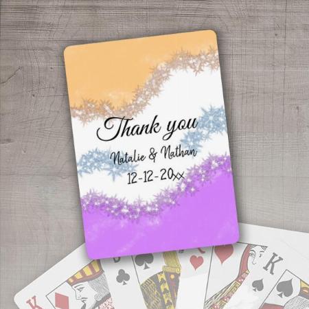 Simple Minimal Thank You Couple Name & Date Customized Photo Printed Playing Cards