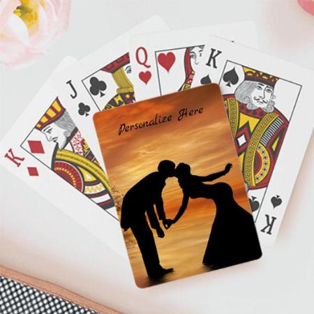 Romantic Silhouette Couple Kissing Design Customized Photo Printed Playing Cards