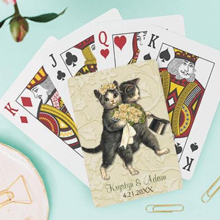 Posh Cats Wedding Design Customized Photo Printed Playing Cards