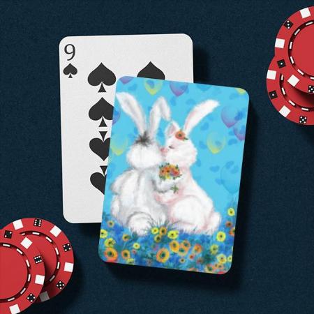 Cute Kissing Bunny Design Customized Photo Printed Playing Cards