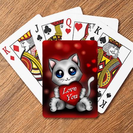 Love You Cat Design Customized Photo Printed Playing Cards