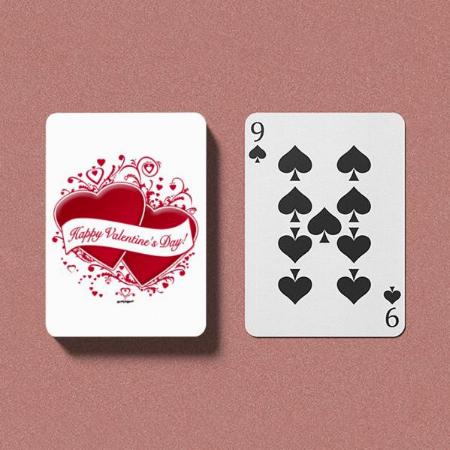 Happy Valentines Day with Heart Design Customized Photo Printed Playing Cards