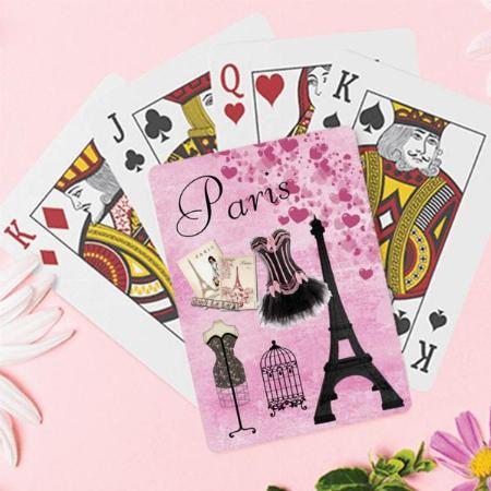 Chic Girly Pink Paris Fashion Customized Photo Printed Playing Cards