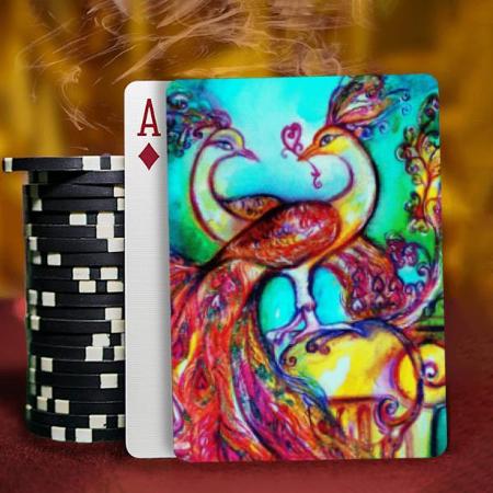 Peacocks Abstract Painting Customized Photo Printed Playing Cards